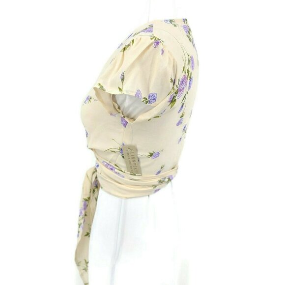 New Flynn Skye That's A Wrap Crop Top Womens S Lavender Skye Short Sleeve Rayon - Picture 6 of 8